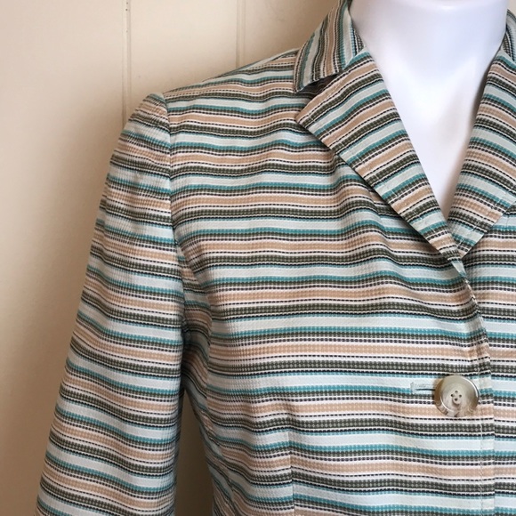 Loft 3 Button Cropped Striped Casual Blazer - Picture 3 of 6